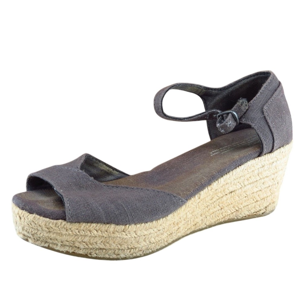 Toms Sz 8 M Brown Ankle Strap Fabric Women Sandals‎